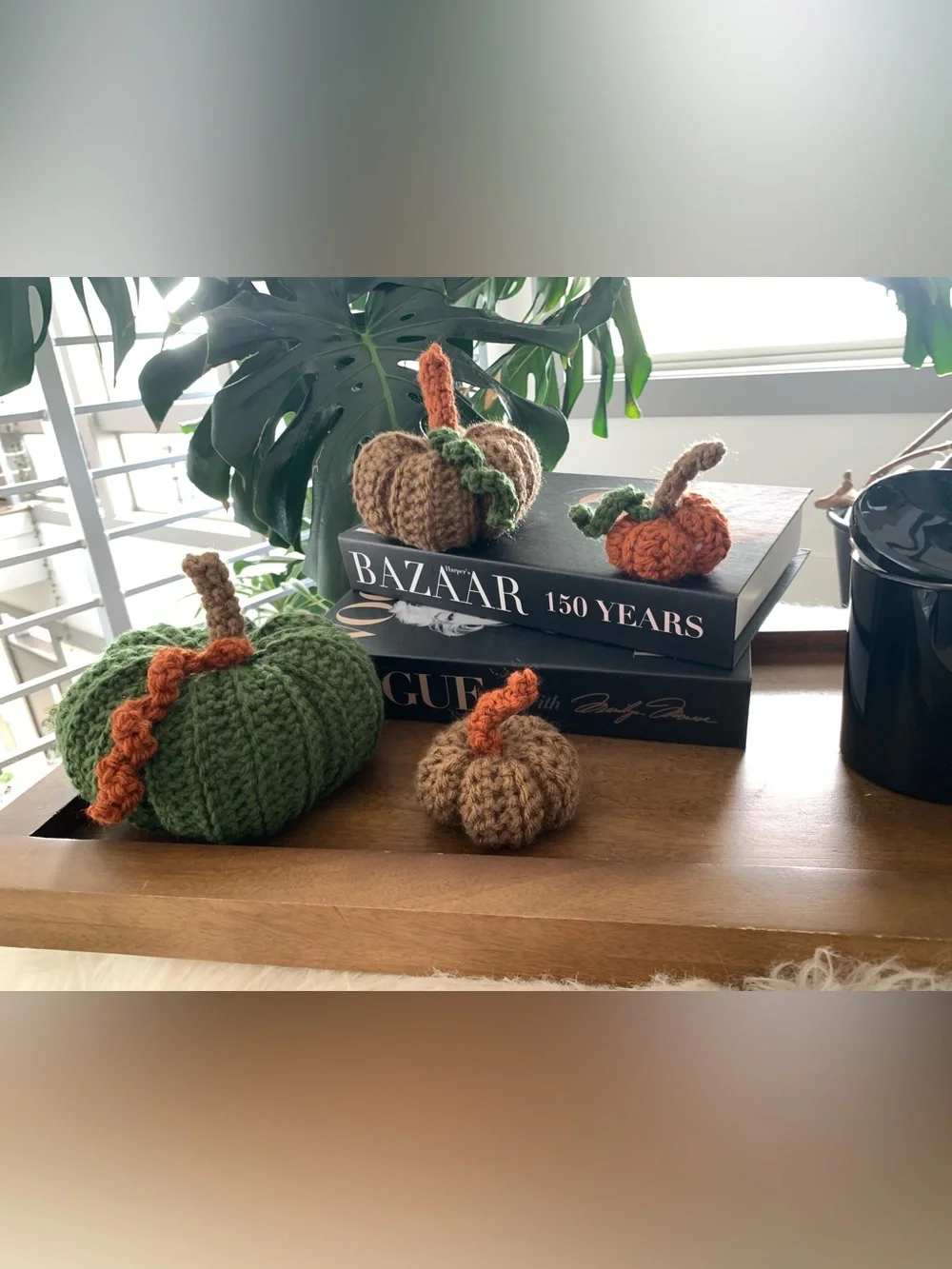 Handmade crochet fall pumpkins set of four